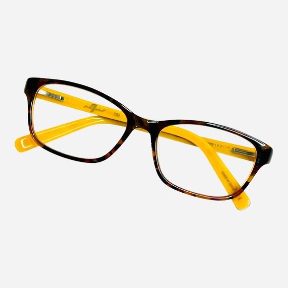 7 For All Mankind Tortoiseshell Yellow Eyeglasses Frames 52-16 40 YLWTT - Picture 1 of 11
